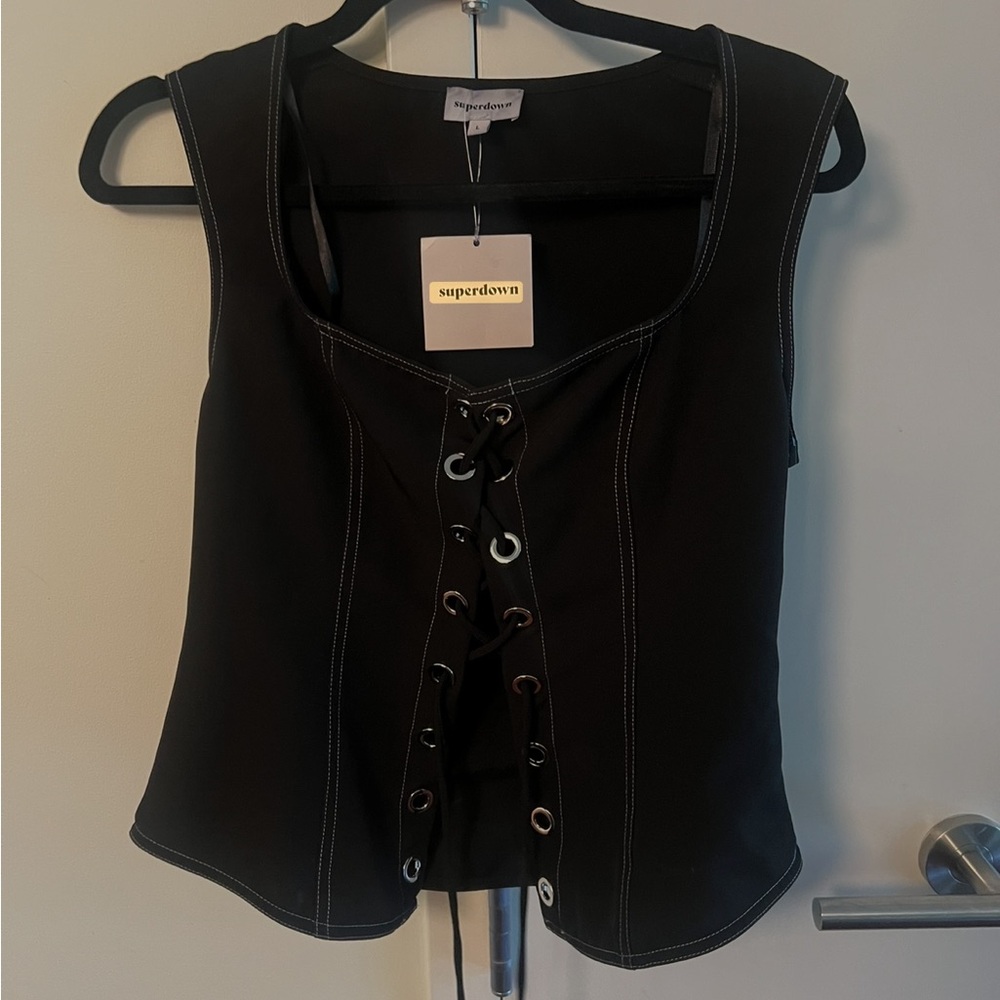 Superdown cotton jean lace up top NWT